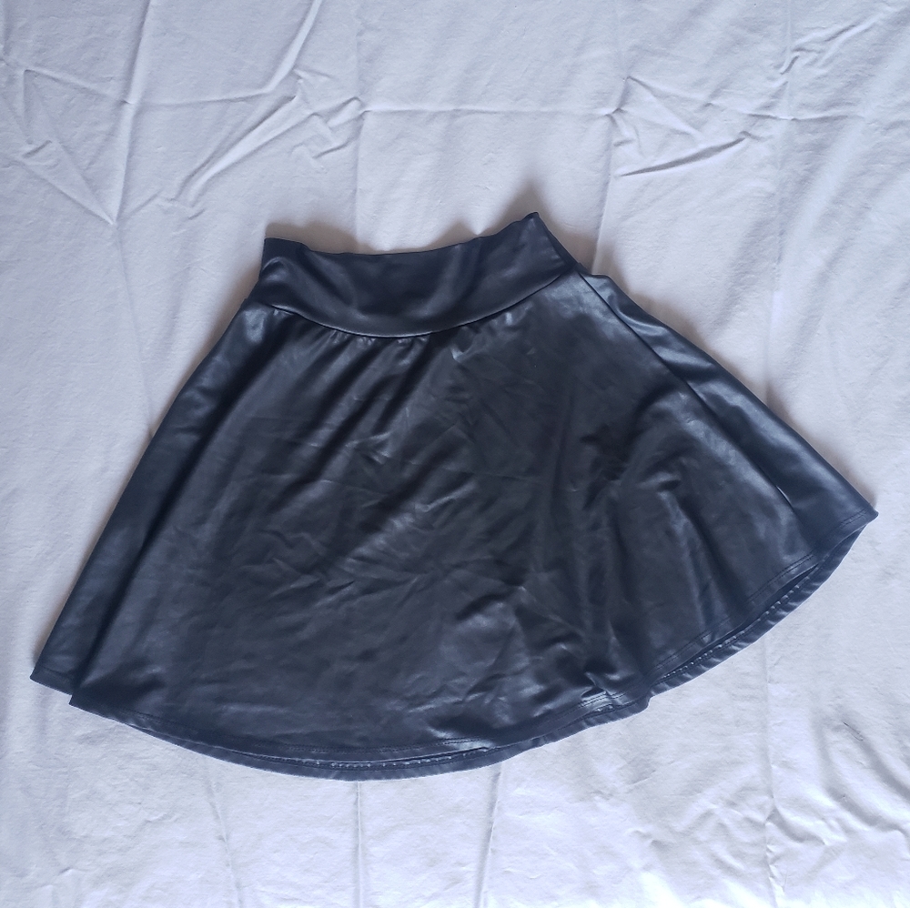 Faux Leather Skater Skirt